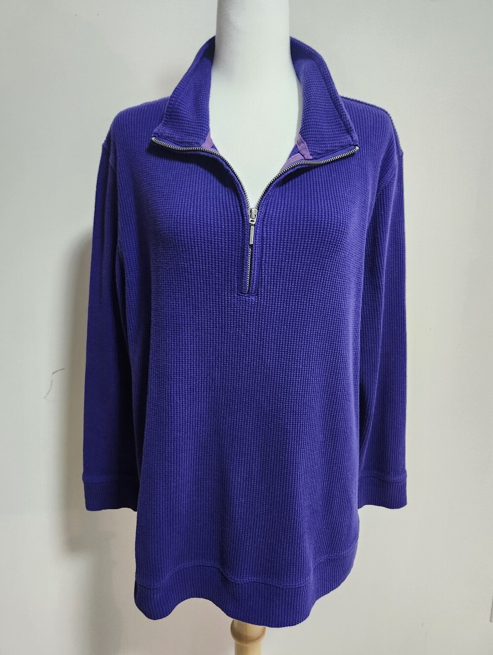 Northern Reflections Royal Purple Half-Zip Waffle Knit Pullover